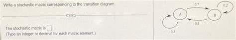 Solved Write a stochastic matrix corresponding to the | Chegg.com