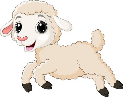 Cartoon baby lamb running on white background 5162474 Vector Art at ...