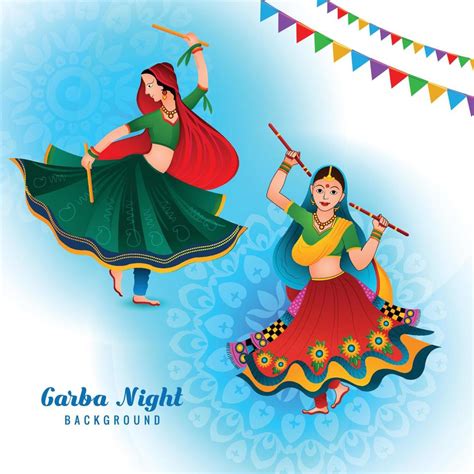 Illustration of playing garba and dandiya in navratri celebration ...