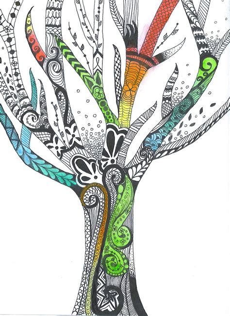 Zen Tangle Tree by M. Fitz. | Tree art, Tangle art, Zentangle art