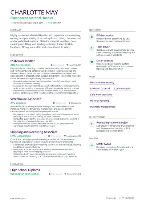 5 Material Handler Resume Examples & Guide for 2023