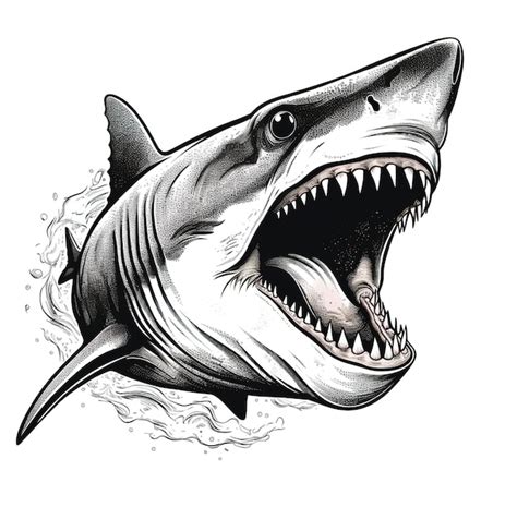 Premium AI Image | A drawing of a shark with the teeth showing the teeth.