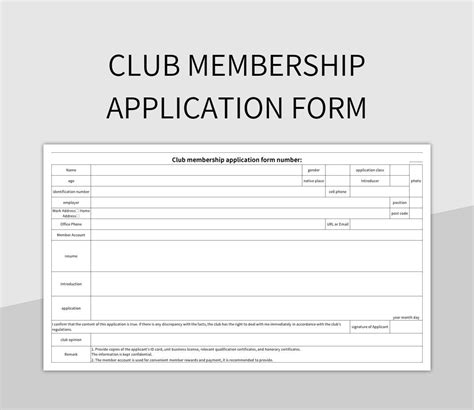 Club Membership Application Form Excel Template And Google Sheets File For Free Download ...