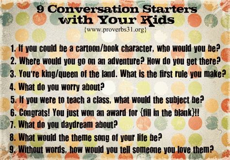 9 Conversation Starters with Your Kids, I need to use this with my grandchildren ...