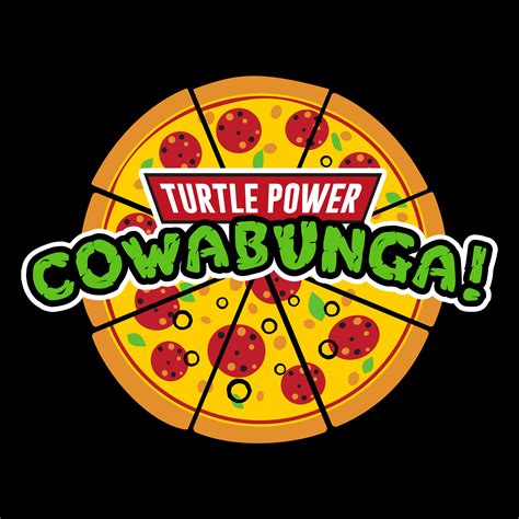 Cowabunga Pizza T-Shirt für Ninja Turtles Fans schwarz | Elbenwald