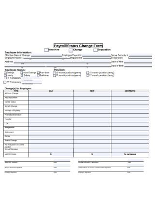 30+ SAMPLE Payroll Change Forms in PDF | MS Word