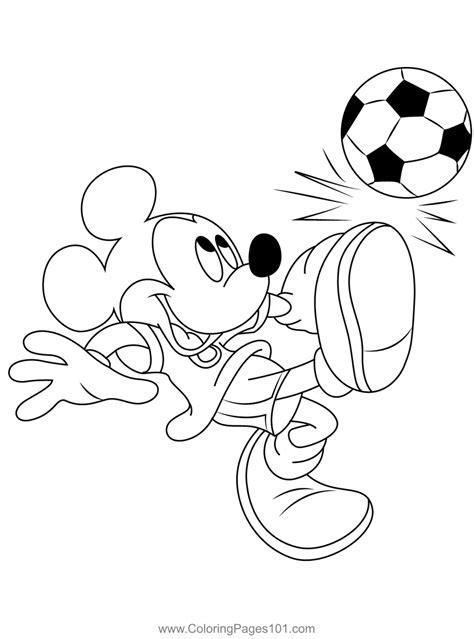 Mickey Mouse Play Football Coloring Page for Kids - Free Mickey Mouse ...