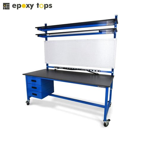 Workbench With Casters And Tool Pegboard - Epoxytops