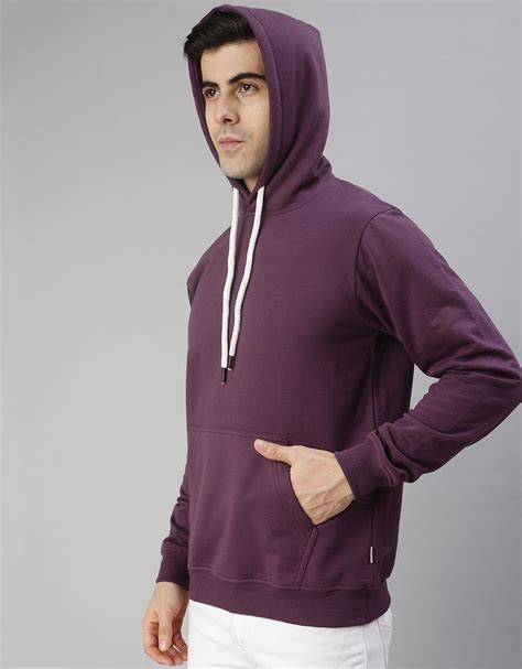 Purple Solid Regular Hoodie