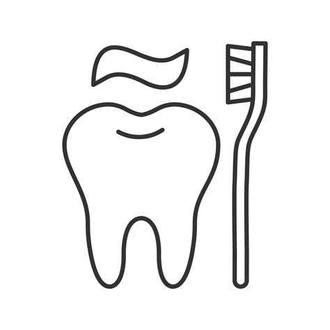 Correct teeth brushing linear icon. Thin line illustration. Tooth with ...