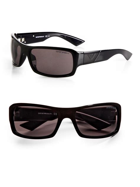 Emporio Armani Rectangular Sunglasses in Black for Men | Lyst