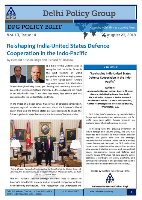 Re-shaping India-United States Defence Cooperation in the Indo-Pacific