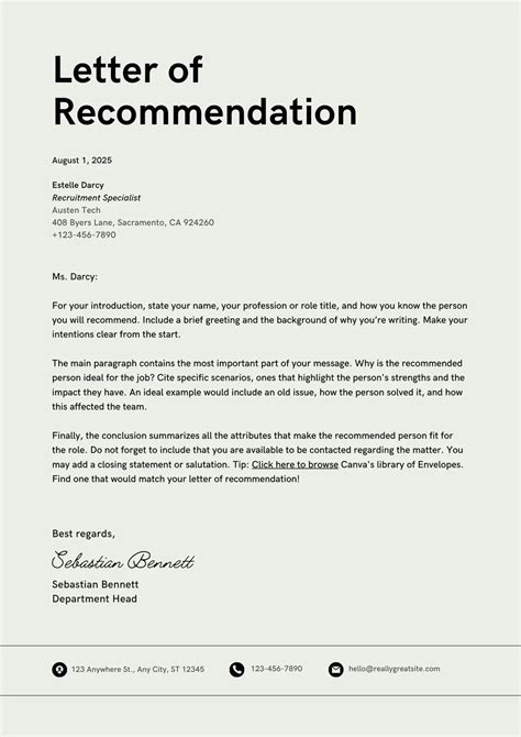 Letter Of Reccomendation Template - Free Sample, Example & Format Templates - Free Sample ...