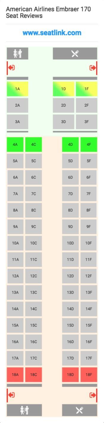 American Airlines Embraer 170 (E70) Seat Map | Delta airlines, Seating charts, American airlines