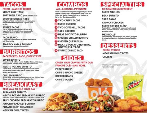 Online Menu of Taco Johns Restaurant, Glasgow, Kentucky, 42141 - Zmenu