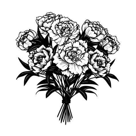 Carnation and Peony Bouquet Image SVG File for Cricut, Silhouette, Laser Machines