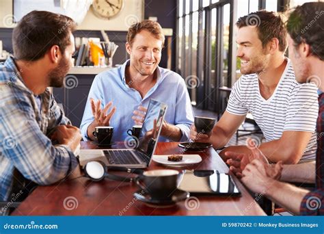 Group of Men Talking at a Coffee Shop Stock Photo - Image of caucasian ...