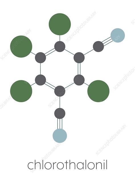 Chlorothalonil pesticide molecule, illustration - Stock Image - F030/5250 - Science Photo Library