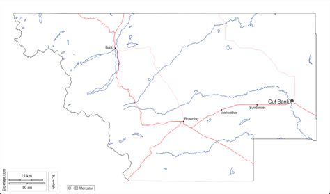 Glacier County free map, free blank map, free outline map, free base map outline, hydrography ...