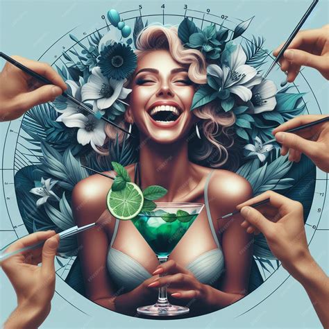 Premium AI Image | Caribbean Tropical laughing mojito cocktail woman girl lady hyper realisitc ...