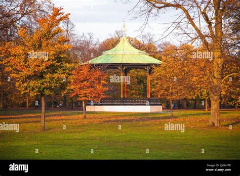 Autumn scene with Greenwich Park bandstand in London, England Stock ...