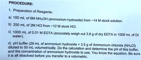 procedure preparation of reagents 100 ml of 6m nhoh ammonium hydroxide from 14 m stock solution ...