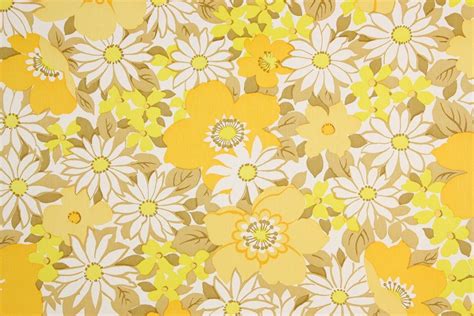 1970s Vintage Wallpaper Retro Yellow and White Flowers | Imac wallpaper ...