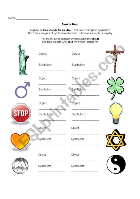 English worksheets: Symbolism WS