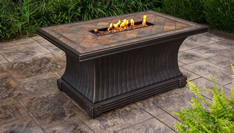 Vienna - 32 x 52 Inch Rectangular Slate Top Gas Fire Pit Table