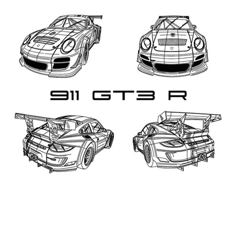 911 Gt3 R Blueprint White T-Shirt for Sale by Mark Rogan