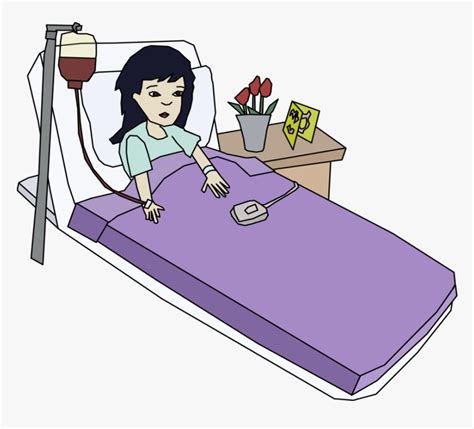 Purple,play,cartoon - Clip Art Patient In Hospital Bed, HD Png Download - kindpng