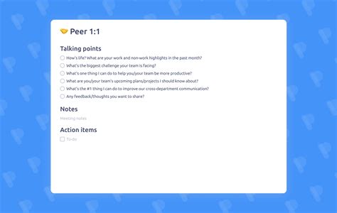 Peer One-on-One meeting template