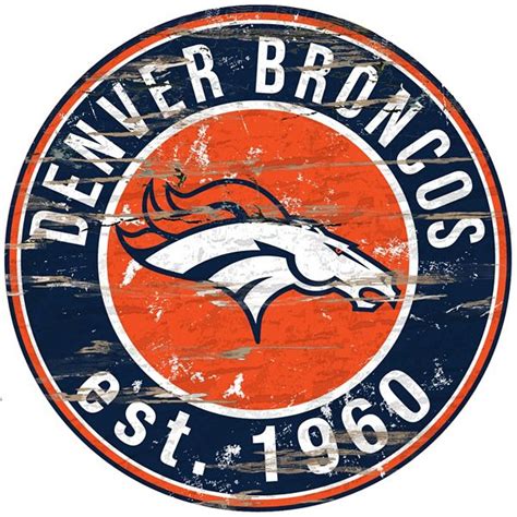 Denver Broncos Distressed 24" x 24" Round Wall Art