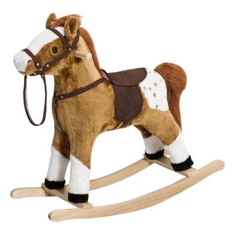 Qaba Child's Gift Kids Plush Interactive Rocking Horse Pony Toy With Realistic Sounds - Brown ...