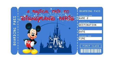 Printable Ticket to Disneyland Paris Boarding Pass Surprise Vacation Trip Ticket Digital File ...