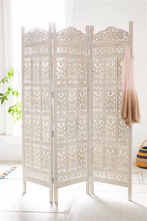 Amber Carved Wood Room Divider Screen | Urban Outfitters