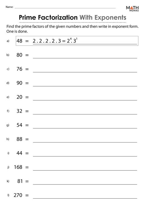 Prime Factorization Worksheets - Math Monks