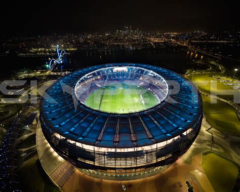 Optus Stadium and Matagarup Bridge at Night - Sky Perth