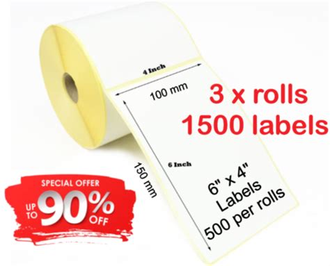 3 x Royal Mail Thermal Labels 4x6 Inch Zebra Printer Labels 500 Labels Per Roll | eBay