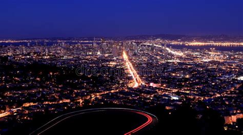 San Francisco - SF Night View from Twin Peaks Stock Photo - Image of bridge, cali: 42916208