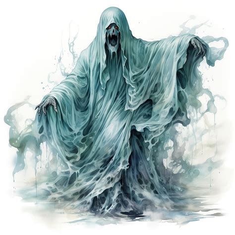 Premium AI Image | Watercolor Scary Beautiful Wavy Ghost Halloween Art ...