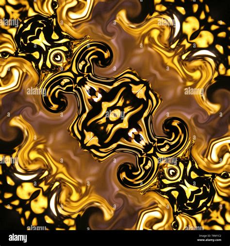 Gold art. Abstract design pattern in rich royal style. Golden color background. Liquid effect ...