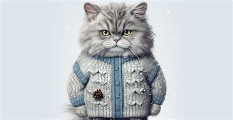 Premium AI Image | there is a cat wearing a sweater and boots in the ...