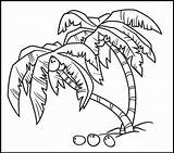 Tree Coloring Coconut Clipart Trees Drawing Colouring Pages Palm Line  sketch template