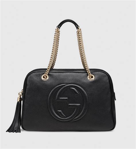 Gucci Soho Leather Shoulder Bag in Black - Lyst