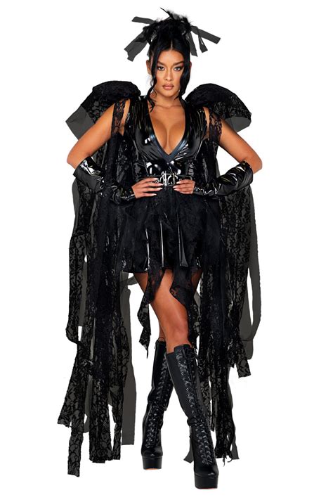 Vinyl Angel of Darkness Costume, Deluxe Black Angel Costume – 3wishes.com