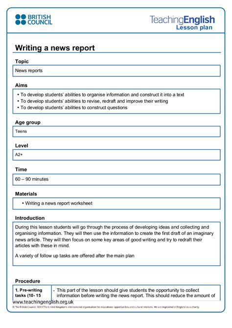 writing news report format