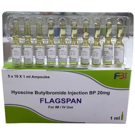 Hyoscine Butylbromide Injection BP 20 mg, 5x10x1 Ml Ampoules, Intramuscular at best price in ...