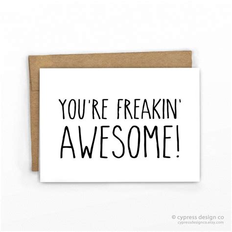 Funny Thank You Card | Friendship Card ~ You're Freakin Awesome! By ...