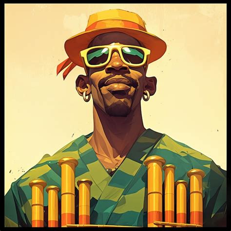 Premium Vector | Guinean Man in Traditional Balafon Players Outfit